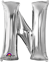 Silver Letter "N" Shaped Mylar Supershape Balloon 34 Inch